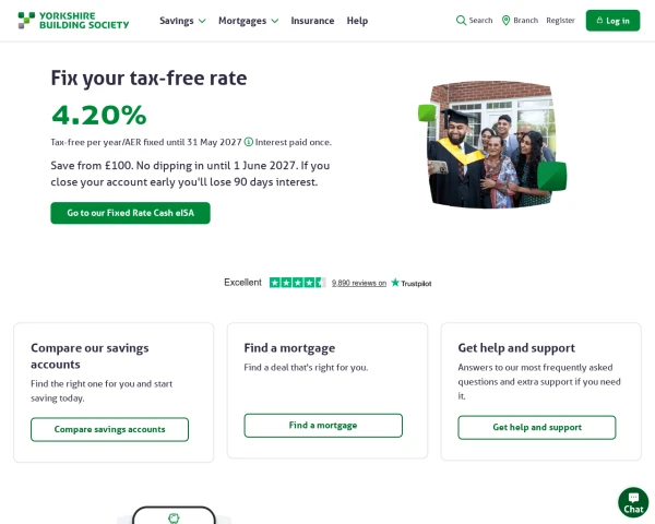 screenshot of Yorkshire Building Society website