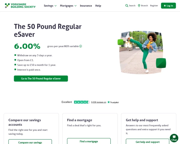 screenshot of Yorkshire Building Society website