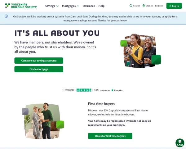 screenshot of Yorkshire Building Society website