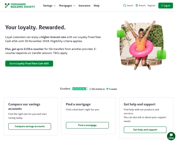 screenshot of Yorkshire Building Society website