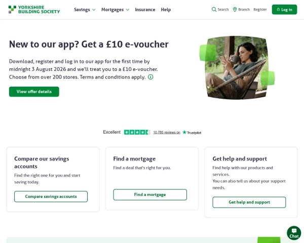 screenshot of Yorkshire Building Society website