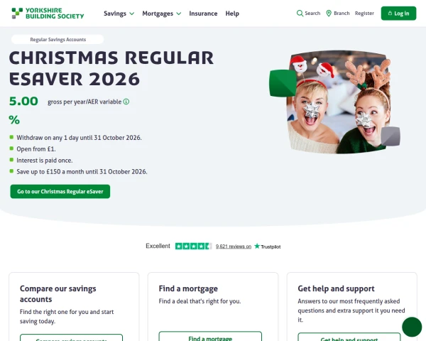 screenshot of Yorkshire Building Society website