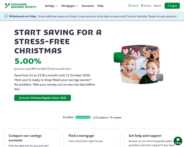 screenshot of Yorkshire Building Society website