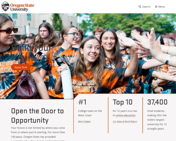 screenshot of Oregon State University website