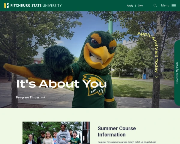 screenshot of Fitchburg State University website