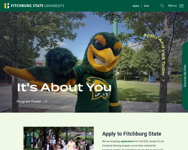 screenshot of Fitchburg State University website