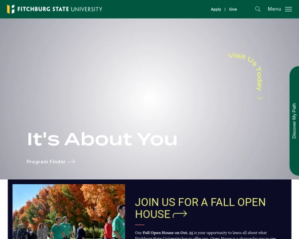 screenshot of Fitchburg State University website
