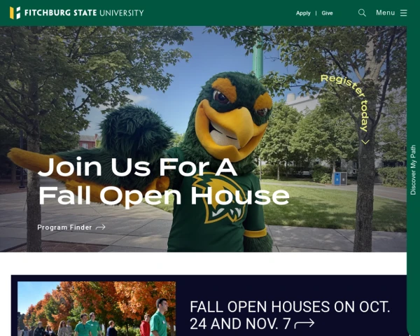 screenshot of Fitchburg State University website