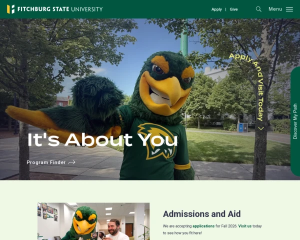 screenshot of Fitchburg State University website