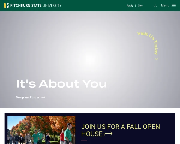 screenshot of Fitchburg State University website