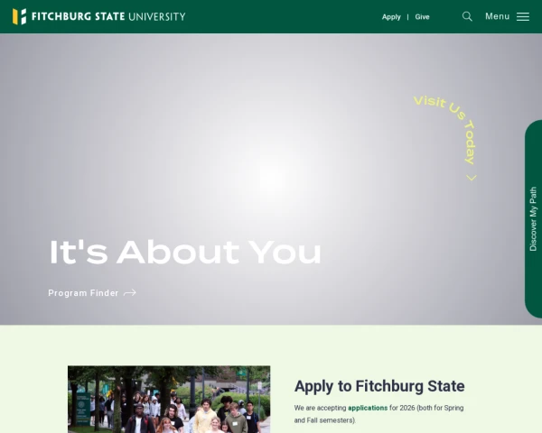 screenshot of Fitchburg State University website