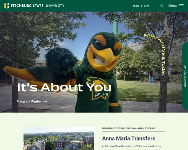 screenshot of Fitchburg State University website