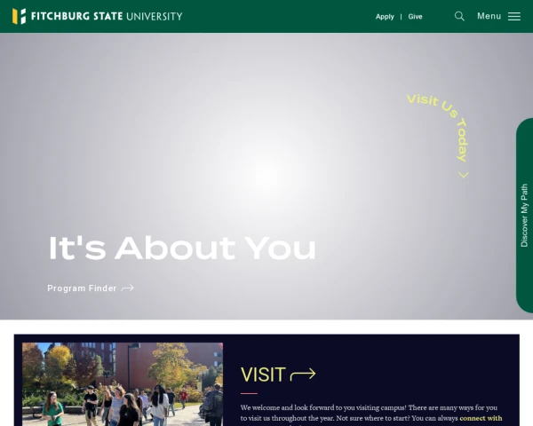 screenshot of Fitchburg State University website