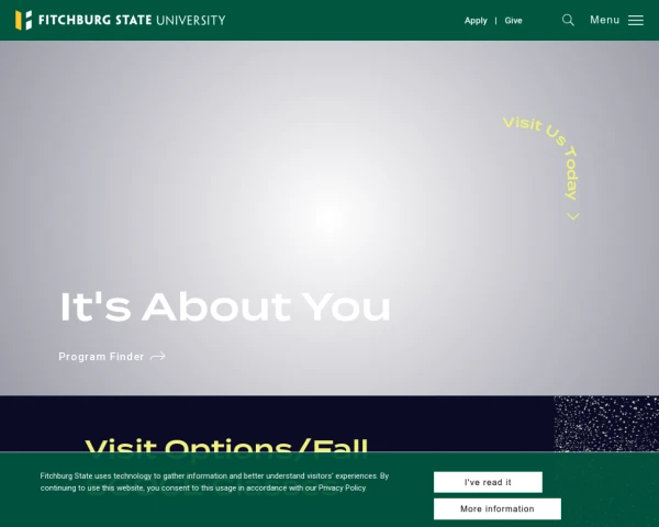 screenshot of Fitchburg State University website