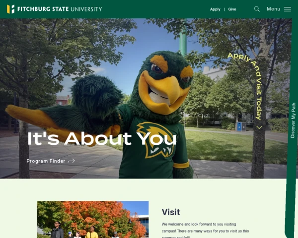 screenshot of Fitchburg State University website