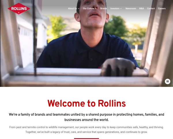 screenshot of Rollins Inc. website