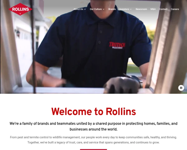 screenshot of Rollins Inc. website