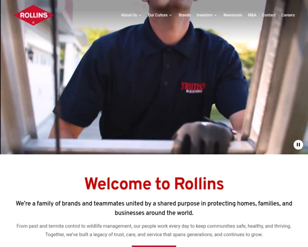 screenshot of Rollins Inc. website