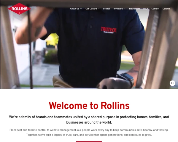 screenshot of Rollins Inc. website