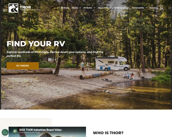 screenshot of Thor Industries website